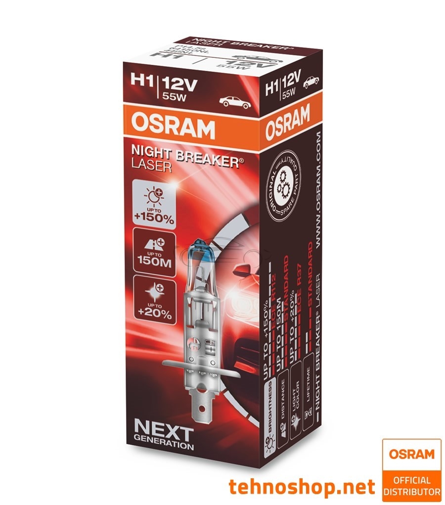 ŽARNICA OSRAM HALOGEN H1 NIGHT BREAKER LASER 64150NL 12V 55W P14.5s