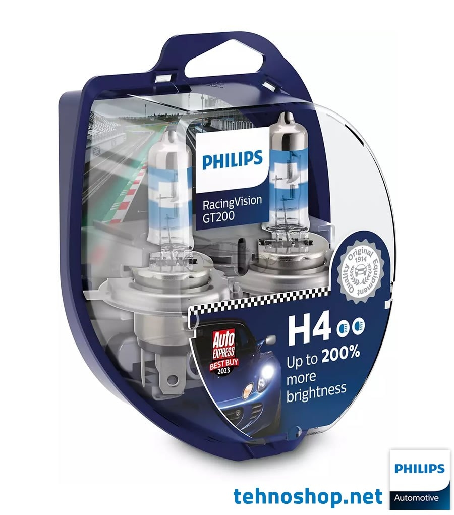 HALOGEN BULB PHILIPS H4 12V 60/55W P43t-38 RacingVision GT200 duopack