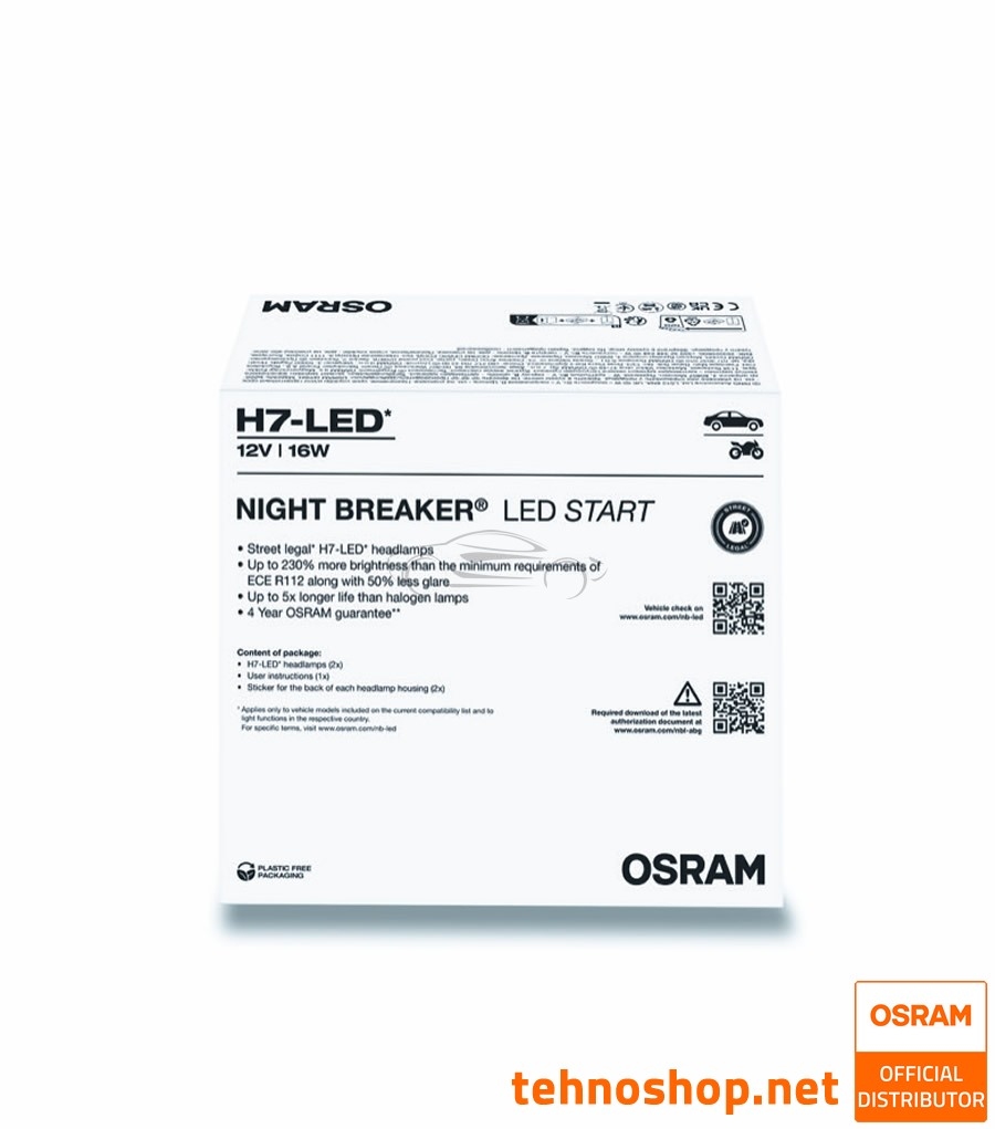 LED BULBS OSRAM NIGHT BREAKER START H7 64210DWNBST-2FB 12V PX26d 2FB