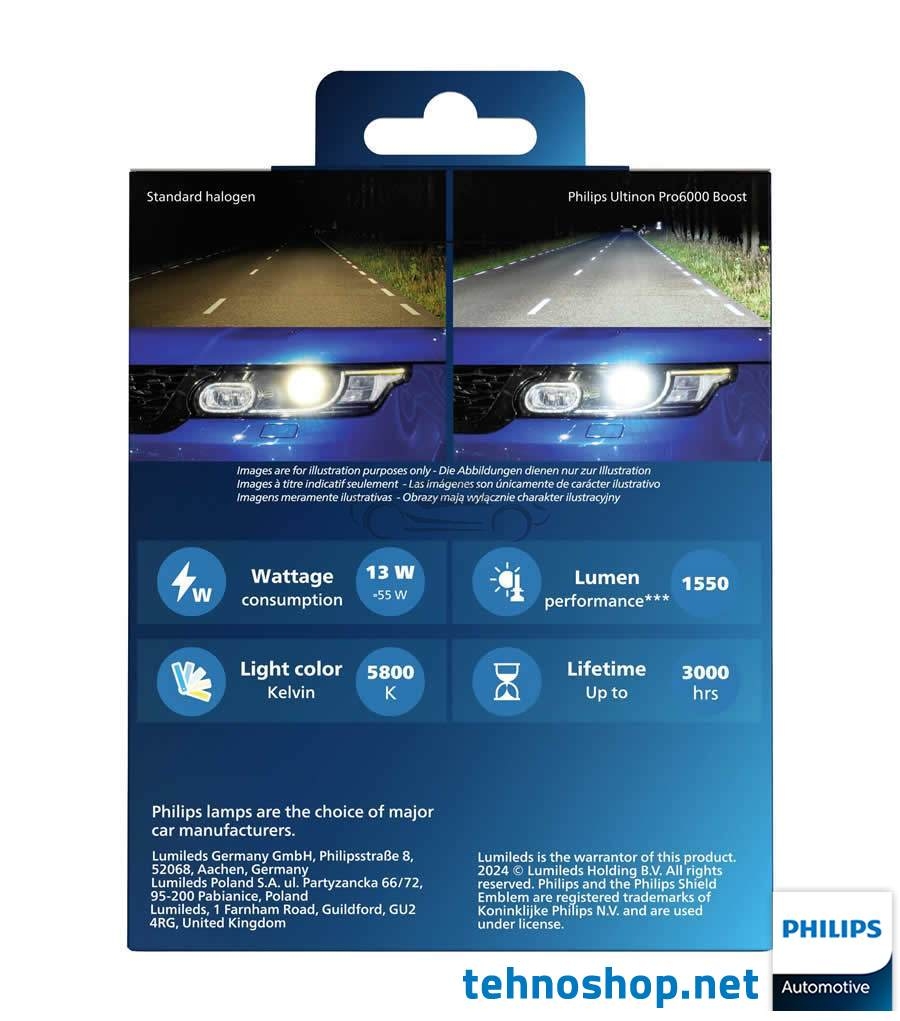 LED BULBS PHILIPS ULTINON PRO6000 BOOST LED H1 11258U60BX2 12V P14.5s X2