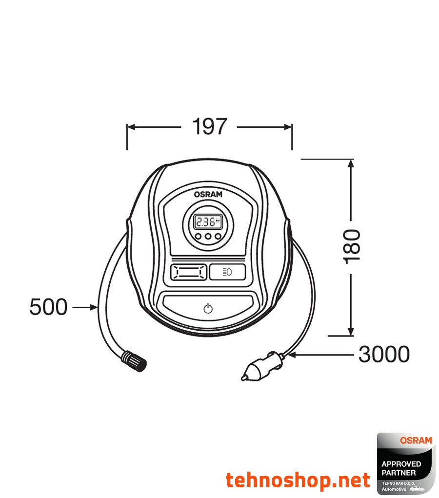 OSRAM TYREinflate 450 RAPID TYRE INFLATOR WITH WIND-UP CABLE OTI450