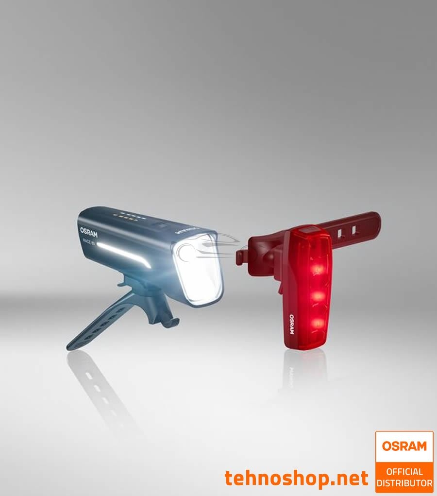 BICYCLE FRONT AND REAR LED LIGHTS OSRAM LEDsBIKE RACE 80 SET
