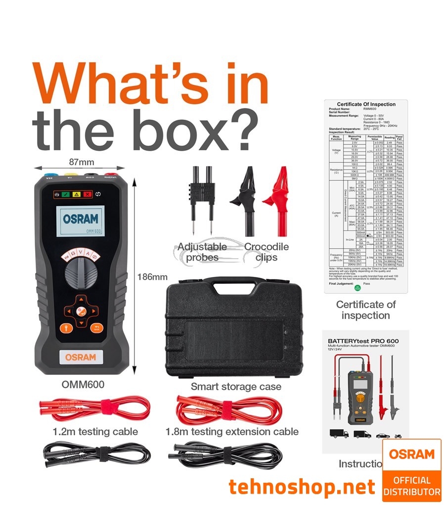 VEČFUNKCIJSKI MERILNIK MULTIMETER OSRAM BATTERYtest PRO OMM600