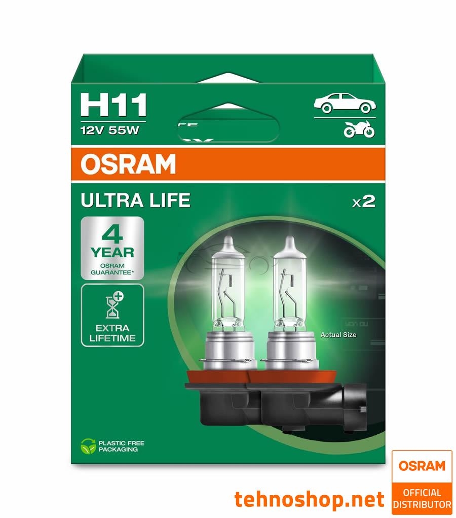 OSRAM HALOGEN BULB H11 64211ULT-2HB ULTRALIFE 55W 12V PGJ19-2 2HB