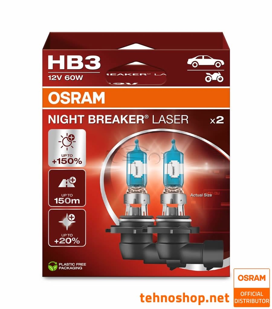 ŽARNICA OSRAM HALOGEN HB3 9005NL-2HB NIGHT BREAKER LASER 60W P20d 2HB