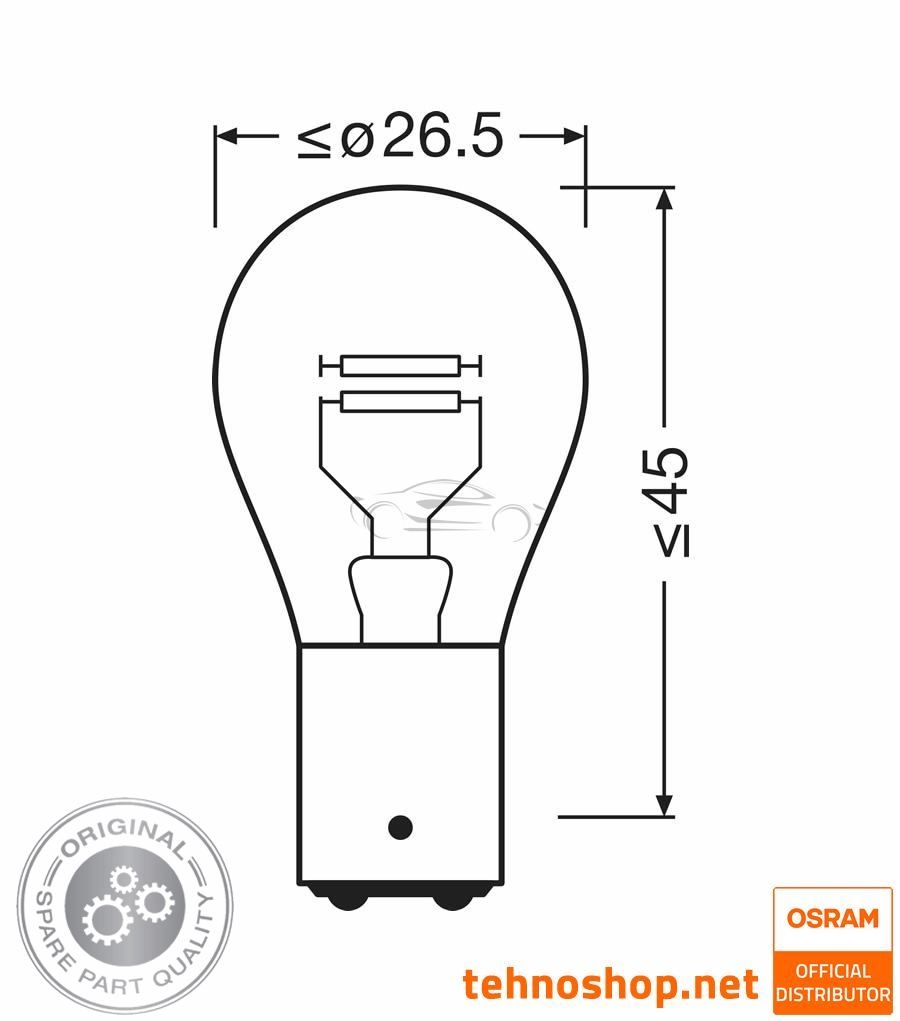 OSRAM BULB P21/5W 7528-2BL ORIGINAL 12V BAY15d 2BL