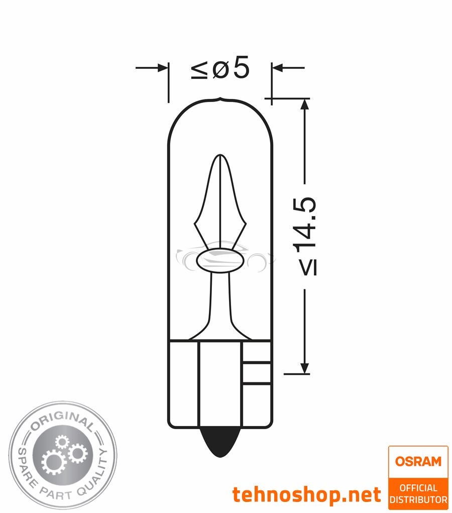 10x BULB OSRAM W1.2W 2721 T5 12V W2X4.6D UNV1