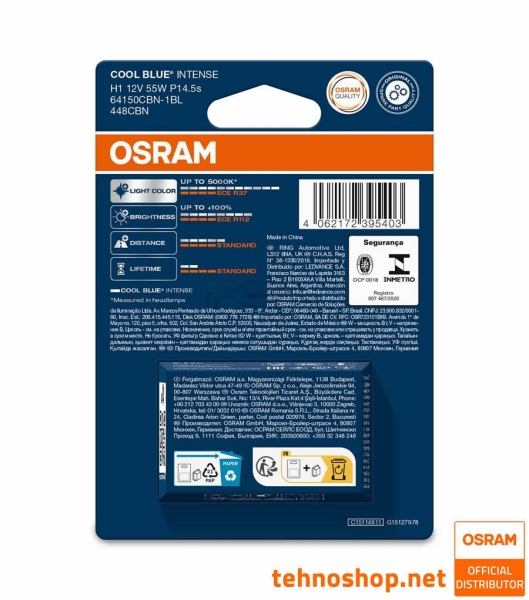 ŽARNICA OSRAM HALOGEN H1 64150CBN-1BL COOL BLUE INTENSE 55W 12V P14.5s 1BL