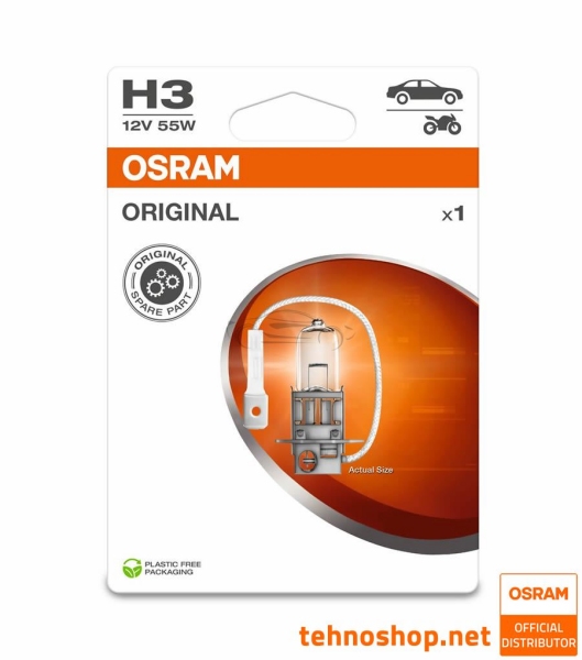 OSRAM HALOGEN BULB H3 64151-1BL ORIGINAL 55W 12V PK22s 1BL