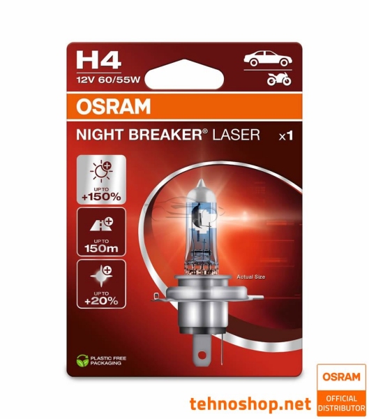 ŽARNICA OSRAM HALOGEN H4 NIGHT BREAKER LASER 64193NL-1BL 60/55W P43t 1BL