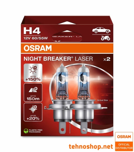 ŽARNICA OSRAM HALOGEN H4 NIGHT BREAKER LASER 64193NL-2HB 60/55W P43t 2HB