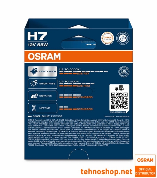 HALOGEN BULB OSRAM H7 COOL BLUE INTENSE 64210CBN-2HB 55W 12V PX26d 2HB