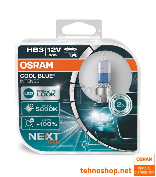 Set lampadine alogene HB3 Osram Cool Blue, 12V, 60W, 2 pezzi