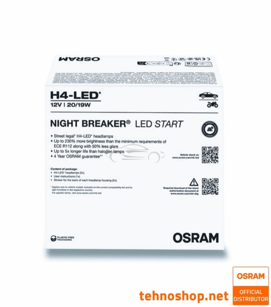 LED BULBS OSRAM NIGHT BREAKER START H4 64193DWNBST-2FB 12V P43t 2FB