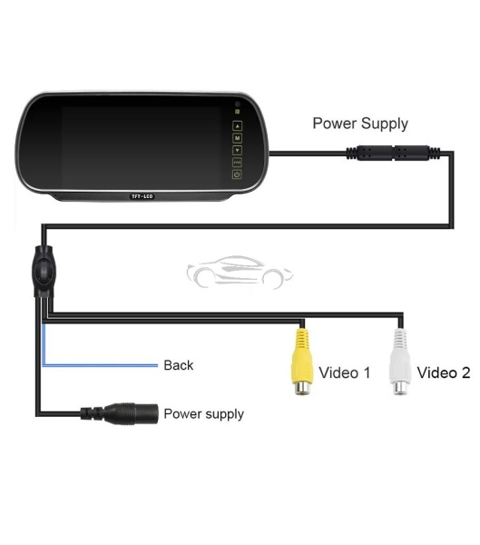 LCD DISPLAY 7-inch MONITOR AHD GYAHD700 IN REARVIEW MIRROR