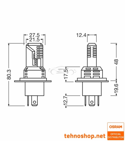 LED ŽARNICE H4/H19 OSRAM LEDriving HL EASY 64193DWESY-2HB 12V P43t 2HB