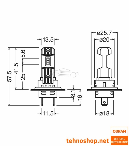 LED BULBS H7 OSRAM LEDriving HL EASY 64210DWESY-1HB 12V PX26d 1HB