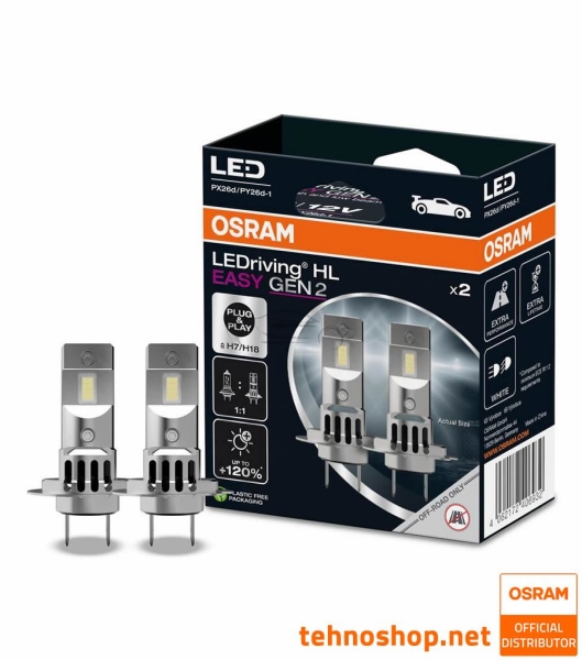 LED BULBS H7 OSRAM LEDriving® HL EASY gen2 64210DWESY2-2HB 12V PX26d 2HB