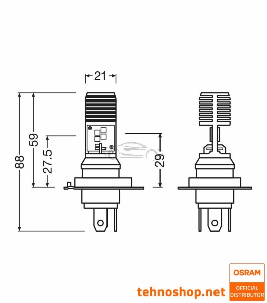 LED ŽARNICA OSRAM HS1 LEDriving HLM EASY 12V 6/5W 64185DWESY-1HB PX43t 1HB