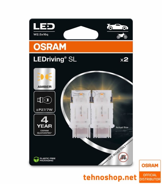 OSRAM LED BULB P27/7W LEDriving SL 12V 1.3W 3157DYP-2BL W3x16q 2BL