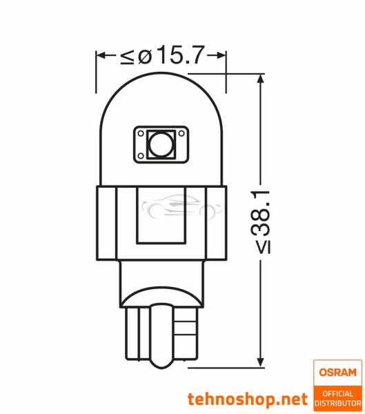 ŽARNICA OSRAM LED W16W rdeča LEDriving SL 12V 1,4W 921DRP-2BL W2.1x9.5d 2BL