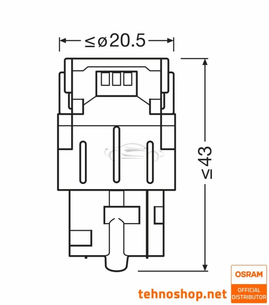 ŽARNICA OSRAM LED W21W LEDriving SL 12V 2,0W 7505DWP-2BL W3x16d 2BL