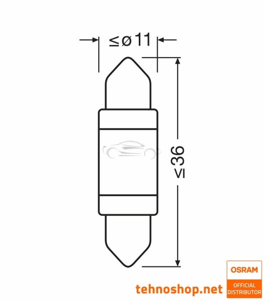 BULB OSRAM LED C5W (36 mm) LEDriving® SL 12V 0,6W 6418DWP-01B SV8.5-8 BLI1