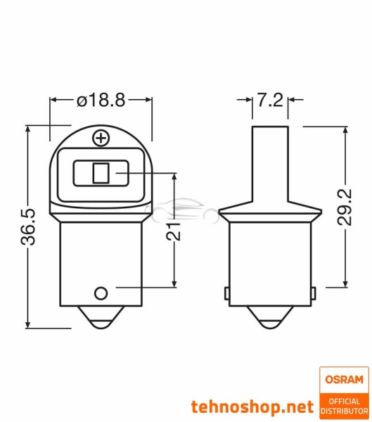 BULB OSRAM LED R5W LEDriving SL 12V 0,5W 5007DWP-2BL BA15s 2BL