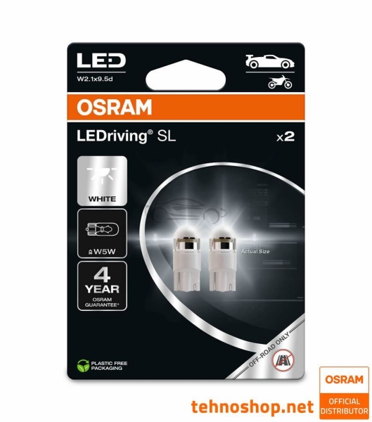 BULB OSRAM LED W5W LEDriving SL 12V 0,8W 2825DWP-2BL W2.1x9.5d 2BL