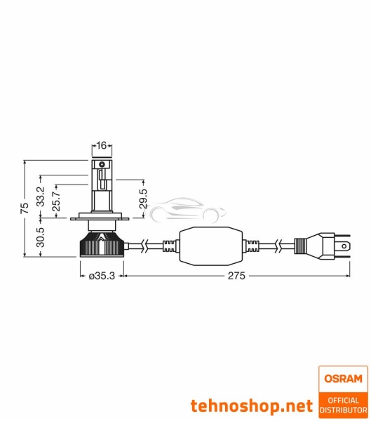 LED BULBS H4/H19 OSRAM LEDriving HL INTENSE NEXT 64193DWINN-2HB 12V P43t 2HB