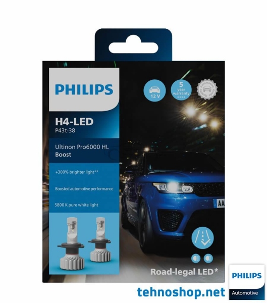 LED BULBS PHILIPS ULTINON PRO6000 BOOST LED H4 11342U60BX2 12V P43t X2