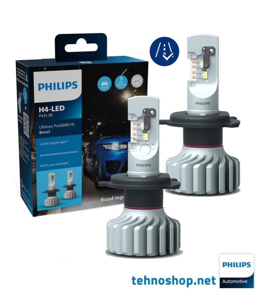 LED BULBS PHILIPS ULTINON PRO6000 BOOST LED H4 11342U60BX2 12V P43t X2