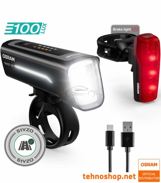 SET PREDNJE IN ZADNJE LED LUČI ZA KOLO OSRAM LEDsBIKE RACE 100 SET