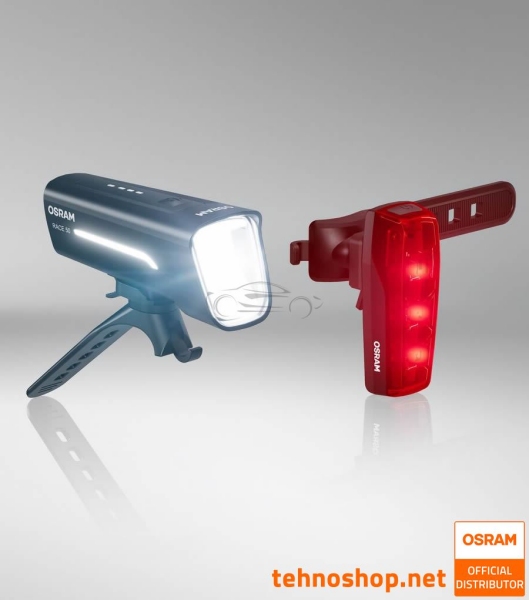 BICYCLE FRONT AND REAR LED LIGHTS OSRAM LEDsBIKE RACE 50 SET