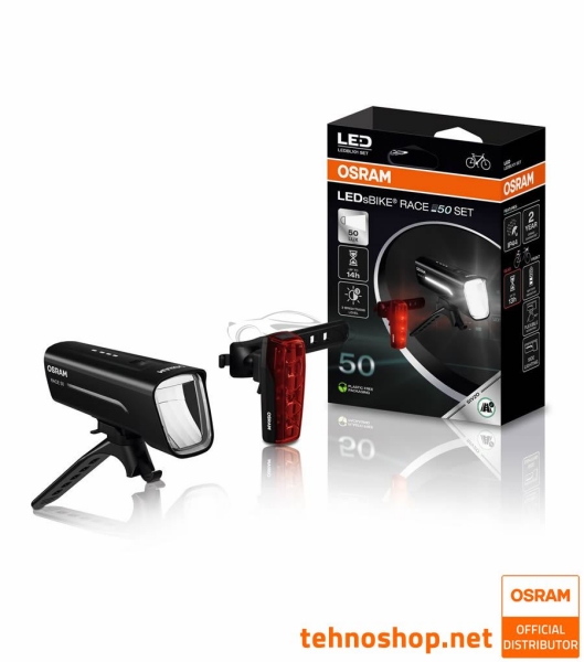 BICYCLE FRONT AND REAR LED LIGHTS OSRAM LEDsBIKE RACE 50 SET