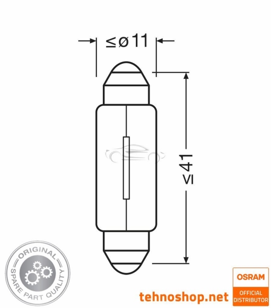 BULB OSRAM 10W 6411-2BL ORIGINAL 12V SV8.5-8 41mm 2BL