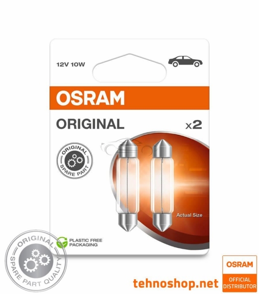 ŽARNICA OSRAM 10W 6411-2BL ORIGINAL 12V SV8.5-8 41mm 2BL