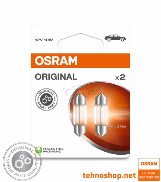 ŽARNICA OSRAM 10W 6438-2BL ORIGINAL 12V SV8.5-8 31mm 2BL