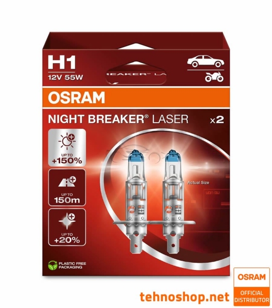 ŽARNICA OSRAM HALOGEN H1 64150NL-2HB NIGHT BREAKER LASER 55W P14.5s 2HB