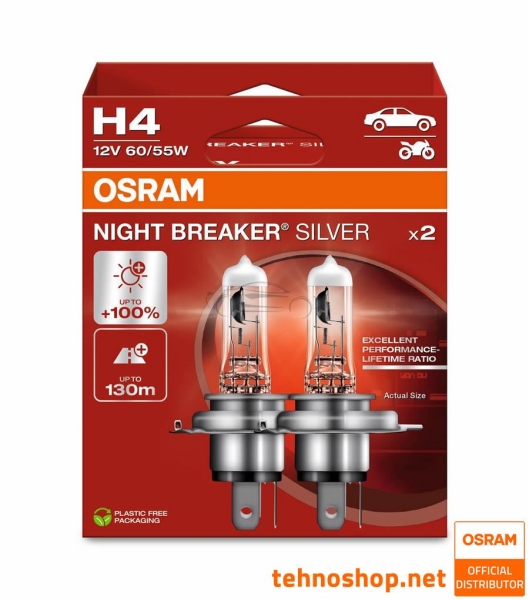 ŽARNICA OSRAM HALOGEN H4 64193NBS-2HB NIGHT BREAKER SILVER 60/55W P43t 2HB