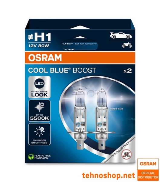 ŽARNICA OSRAM HALOGEN H1 COOL BLUE BOOST 62150CBB-2HB 80W 12V P14,5s 2HB