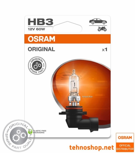 OSRAM HALOGEN BULB HB3 9005-1BL ORIGINAL 60W 12V P20d 1BL