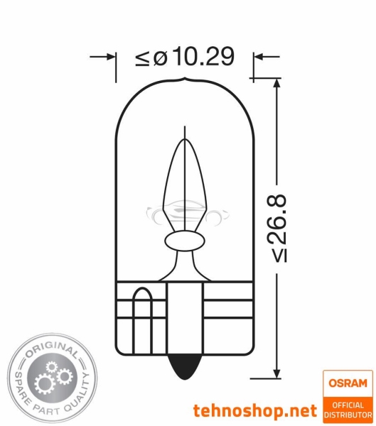 BULB OSRAM W3W ORIGINAL 2821-2BL 12V W2.1X9.5D 2BL