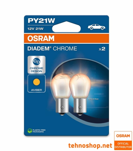 BULB OSRAM PY21W 7507DC-2BL DIADEM CHROME 12V BAU15s 2BL