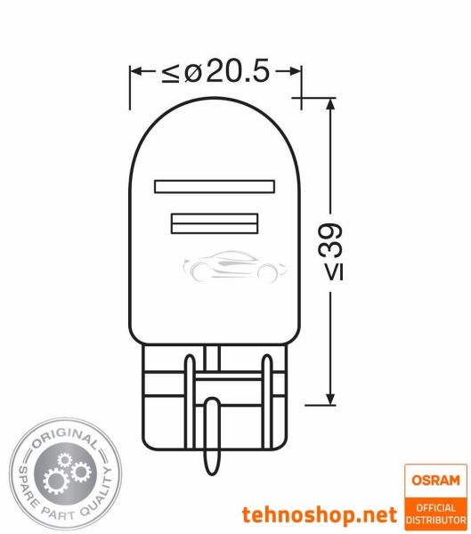 ŽARNICA OSRAM W21/5W 7515-2BL ORIGINAL 12V W3X16q 2BL