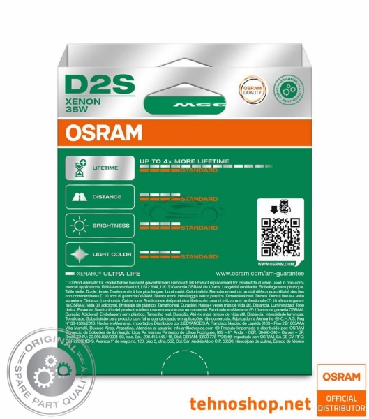 ŽARNICA OSRAM XENON D2S 66240ULT-2HB ULTRALIFE 35W P32D-2 2HB