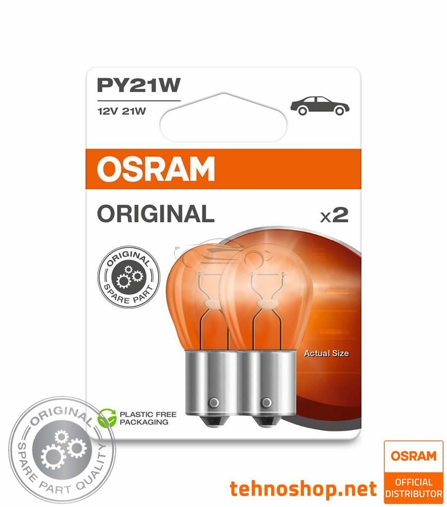 ŽARNICA OSRAM PY21W 7507-2BL ORIGINAL ORANŽNA 12V BAU15s 2BL