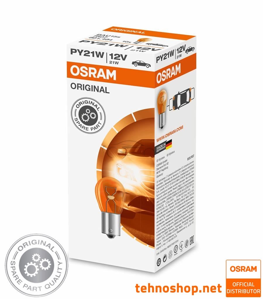 ŽARNICA OSRAM PY21W 7507 ORIGINAL ORANŽNA 12V BAU15s UNV1