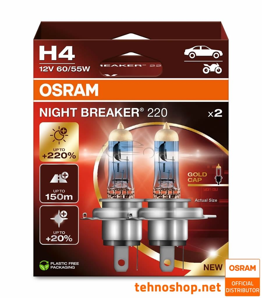 ŽARNICA OSRAM H4 NIGHT BREAKER +220% 64193NB220-2HB 60/55W P43t 2HB