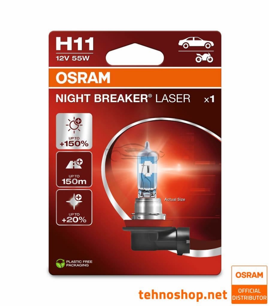 BULB OSRAM HALOGEN H11 NIGHT BREAKER LASER 64211NL-01B 12V 55W PGJ19-2